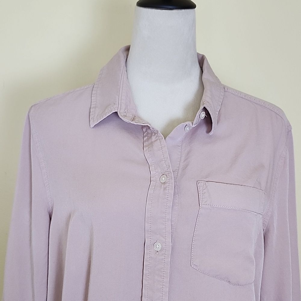 Calvin Klein Jeans Women's Solid Pink Long Sleeve Button Down Blouse Size Medium